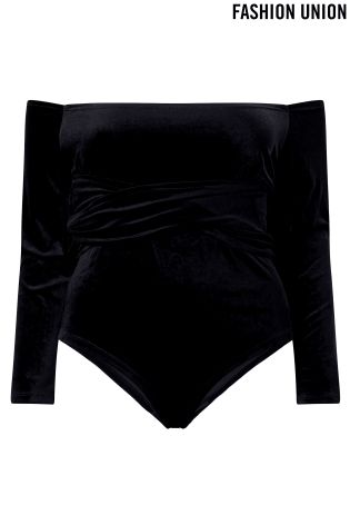 Fashion Union Curve Off Shoulder Velvet Body